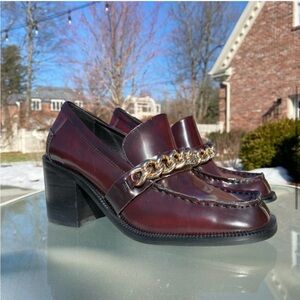 Jeffrey Campbell Lisas Leather Chain Link Leather Heeled Loafer